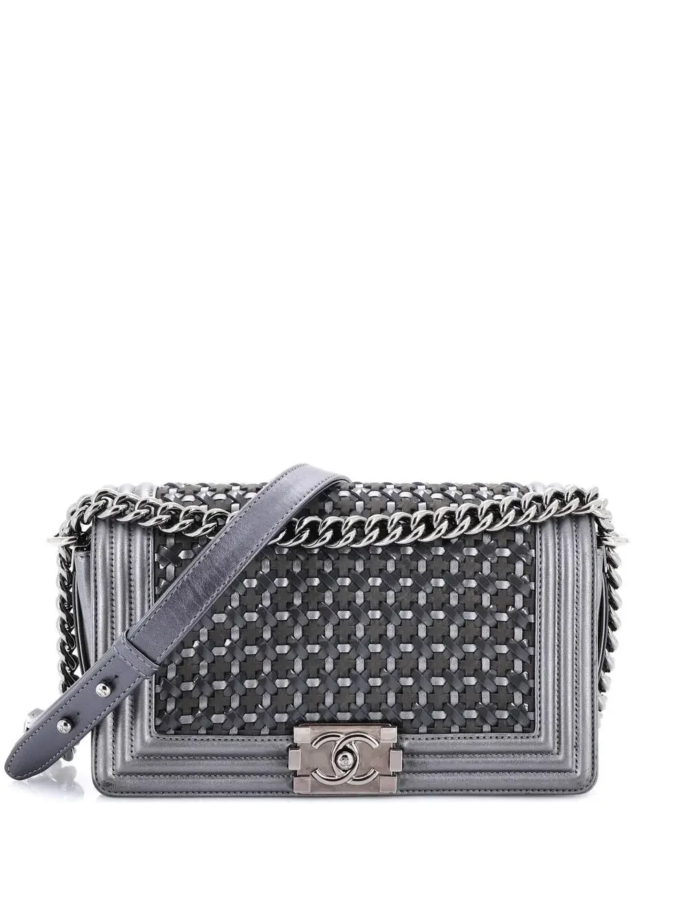 Chanel Boy Flap Bag Woven Leather Old #260937C32B